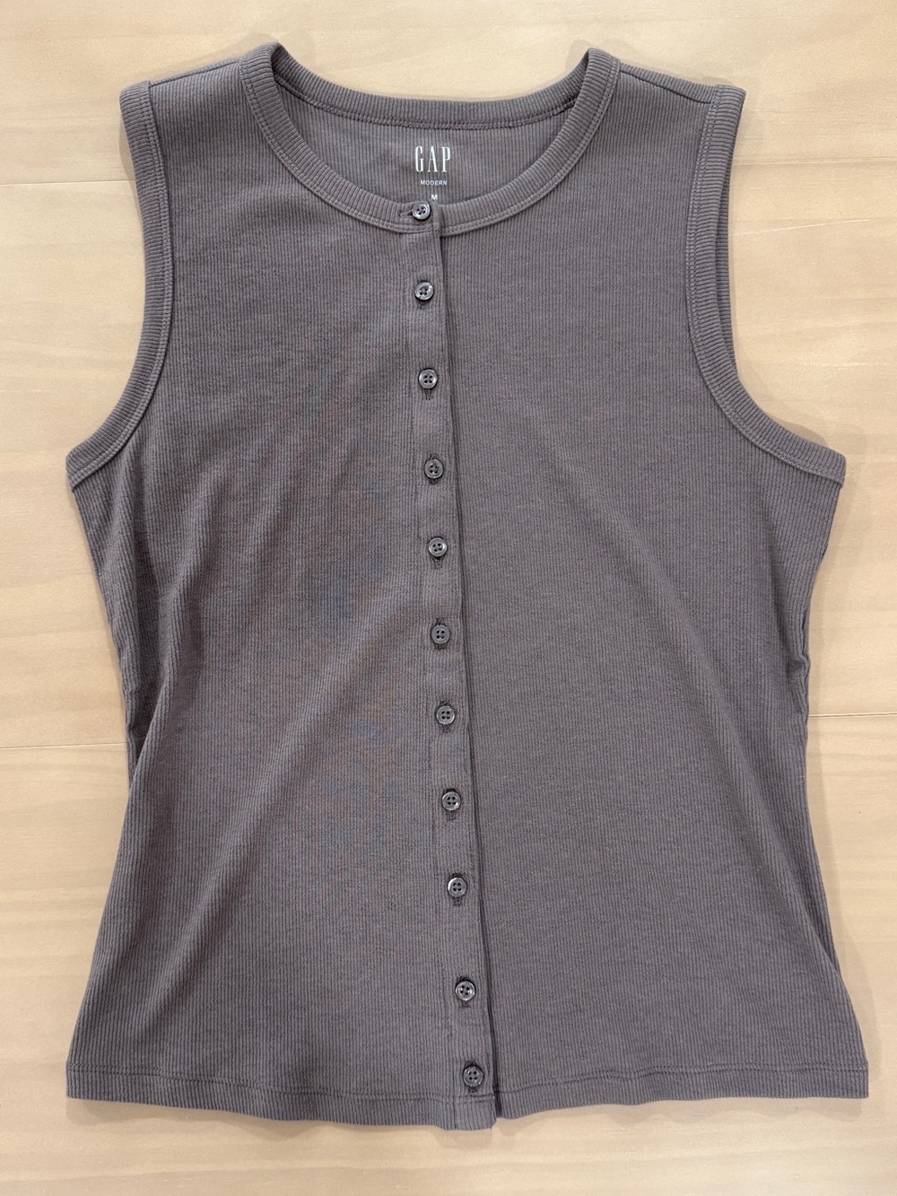 Gap Modern Button Tank Taupe Brown